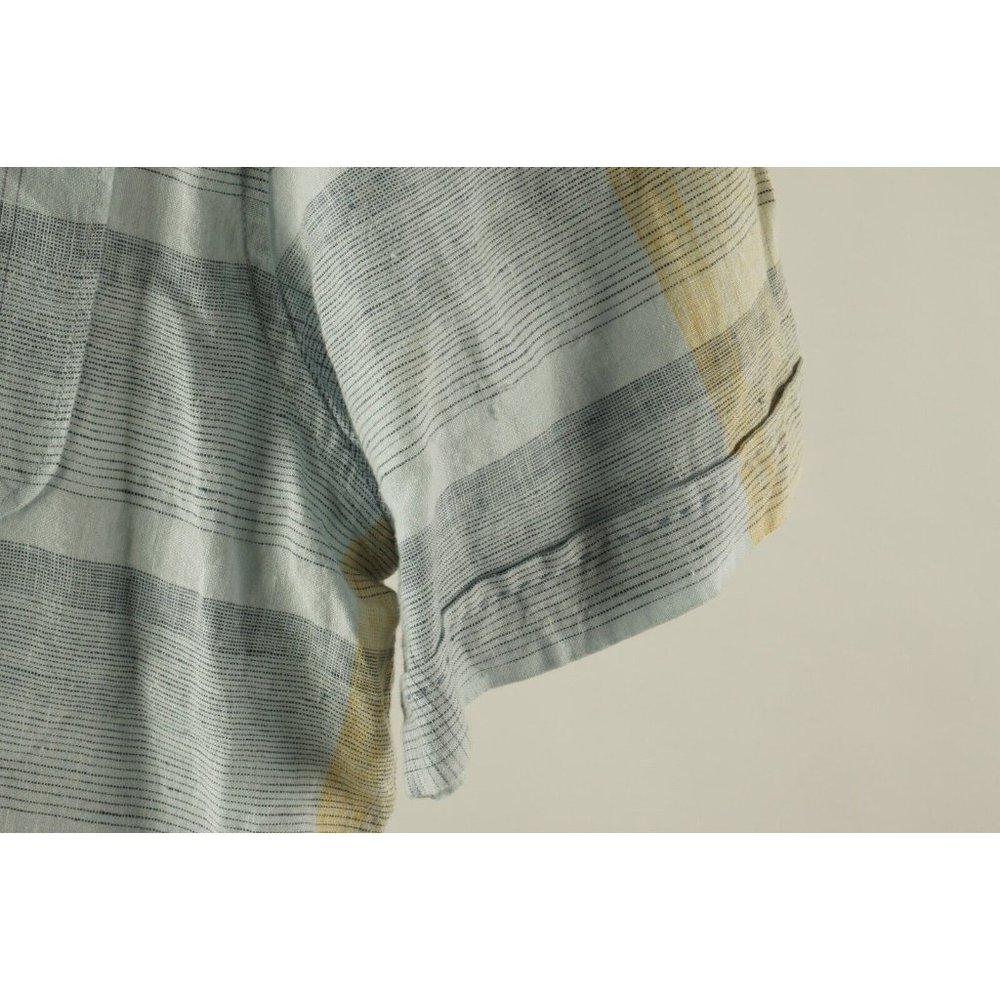 Tommy Bahama Men's XL Short Sleeve Gray Orange Stripe Linen Button Up Camp Shirt - Picture 7 of 10